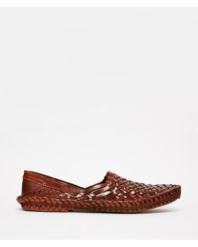ASOS Woven Sandals In Leather - Brown