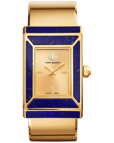 Tory Burch Robinson Watch, Limited Edition, Gold-Tone/Lapis, 38 X 25 Mm - Blue