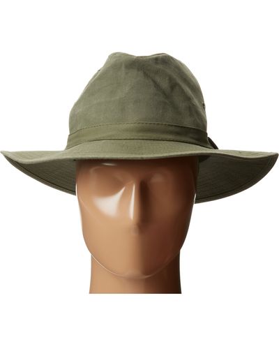 San Diego Hat Company Cth3732 3" Distressed Canvas Wide Brim Fedora & Band With Grommets - Green