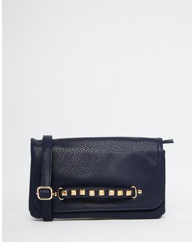 Urban Originals Clutch Bag With Studded Handle - Blue