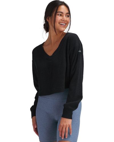 Alo Yoga Muse V-neck Pullover Sweatshirt - Black