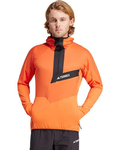adidas Originals Techrock Ultralight 1/2-Zip Hooded Fleece Jacket - Orange
