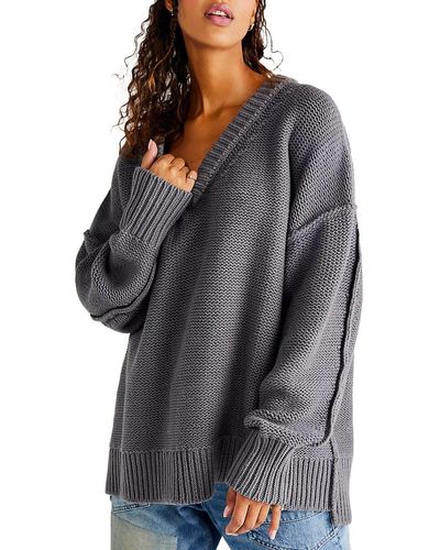 Free People Alli V Neck Sweater - Gray