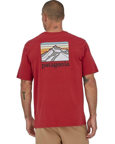 Patagonia Line Logo Ridge Pocket Responsibili-T-Shirt - Red