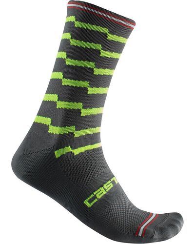 Castelli Unlimited 18 Sock Dark/Electric Lime - Green