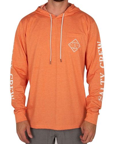 Salty Crew Tippet Pocket Hooded Tech T-Shirt - Orange