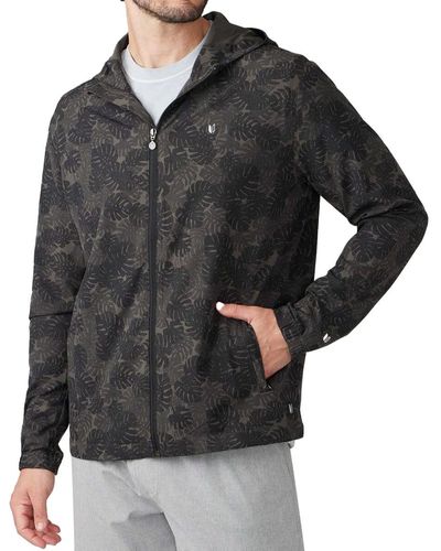 Linksoul Solana Full-zip Print Hooded Windbreaker Jacket - Black
