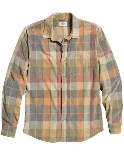 Marine Layer Long-Sleeve Lightweight Plaid Cord Shirt - Brown