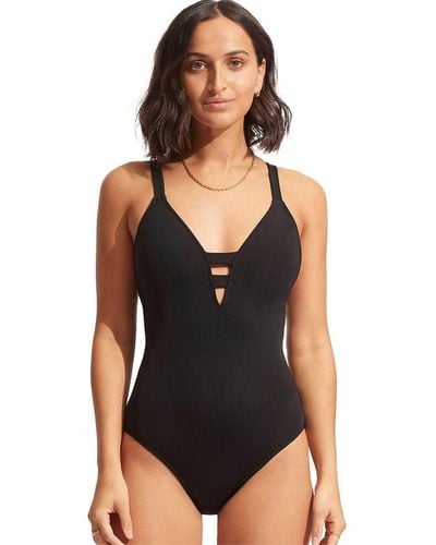 Seafolly Active Deep V Maillot One-piece Swimsuit - Black