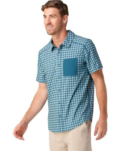 Smartwool Printed Short-sleeve Button Down Shirt - Blue