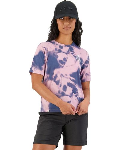 Mons Royale Icon Relaxed Tie Dyed T-Shirt - Blue