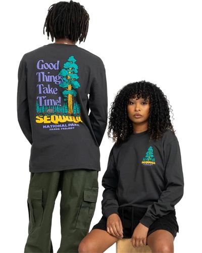 Parks Project Sequioa Good Things Take Time Long-Sleeve T-Shirt Vintage - Black