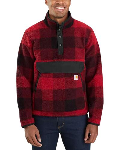 Carhartt Relaxed Fit Fleece Snap Front Jacket - Red