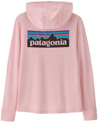 Patagonia Cap Sw Hoodie- Kids' P-6 Logo/Peaceful - Pink