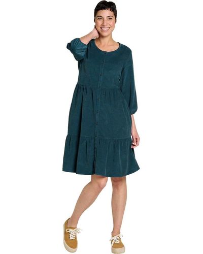 Toad&Co Scouter Cord Tiered Long-sleeve Dress - Blue