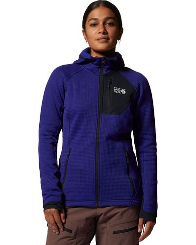 Mountain Hardwear Polartec Power Grid Full-Zip Hooded Jacket - Blue