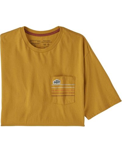 Patagonia Line Logo Ridge Stripe Organic Pocket T-Shirt - Yellow