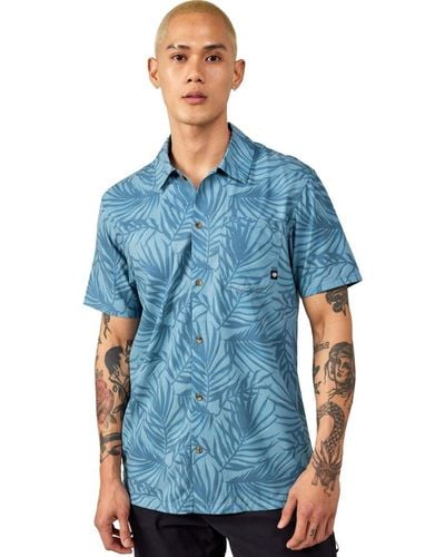 686 Nomad Perforated Button-Up Short-Sleeve Shirt - Blue