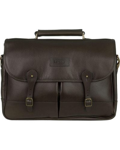 Barbour Leather 11.5L Briefcase Dark - Brown