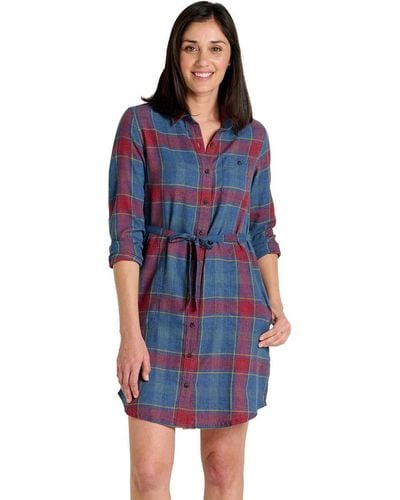Toad&Co Re-Form Flannel Shirt Dress - Blue