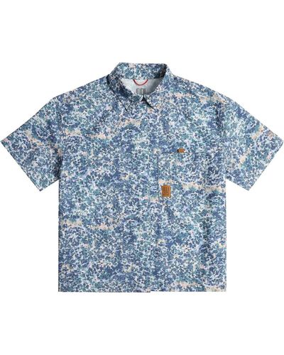 Topo Retro River Short-Sleeve Shirt - Blue