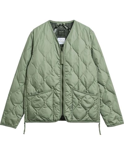 Taion Military Zip V-Neck Down Jacket - Green