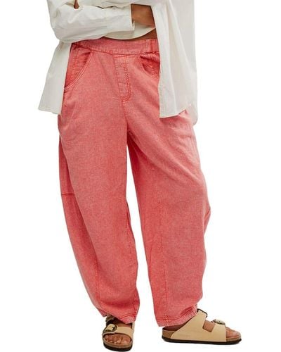 Free People High Road Pull On Barrel Pant - Red