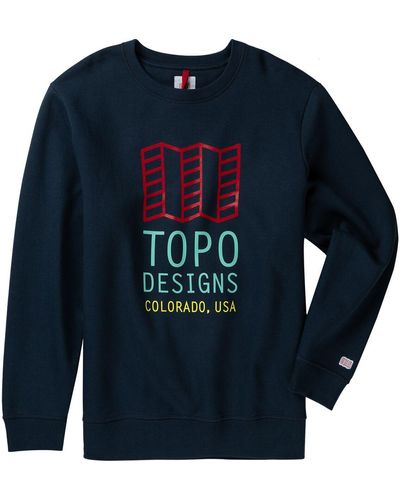 Topo Graphic Crew Sweatshirt/Large Logo - Blue