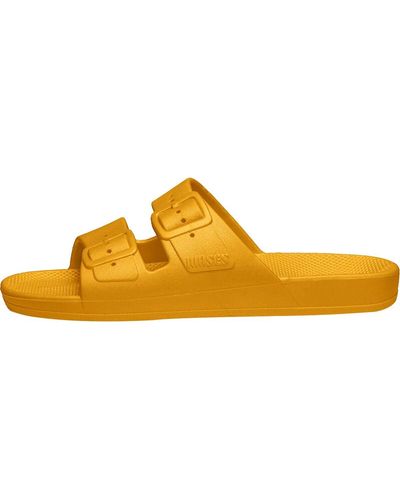 FREEDOM MOSES Two Band Solid Slide Sandal - Yellow