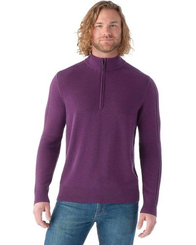 Smartwool Texture Half Zip Sweater - Purple