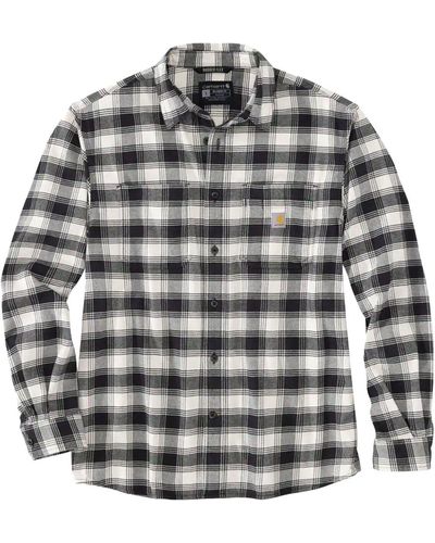 Carhartt Rugged Flex Rf Mw Flannel Long-Sleeve Plaid Shirt - Gray
