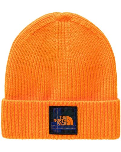 The North Face Logo Box Cuffed Beanie Cone - Orange