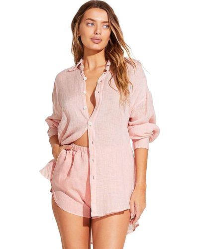 Vitamin A Playa Shirt Dress - Pink