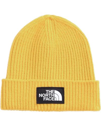The North Face Logo Box Cuffed Beanie - Yellow