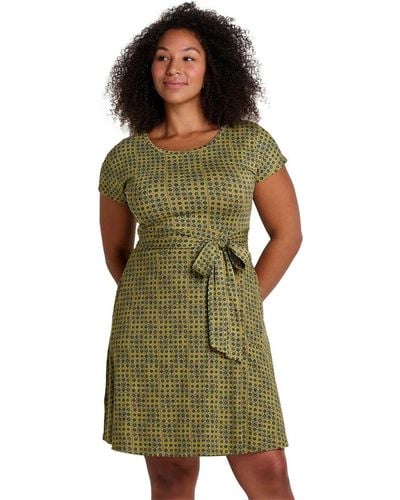 Toad&Co Cue Wrap Short-Sleeve Shirt Dress - Green