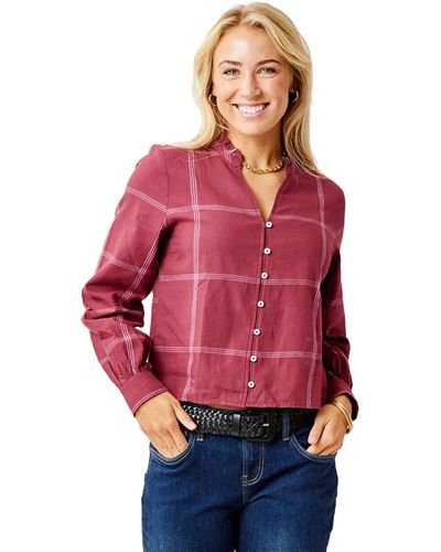 Carve Designs Reagan Twill Long-sleeve Top - Red