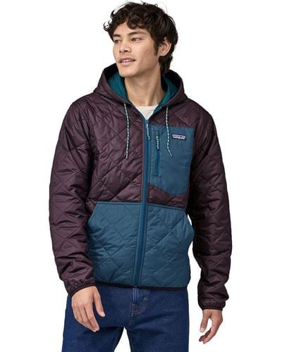 Patagonia Diamond Quilted Bomber Hooded Jacket - Blue
