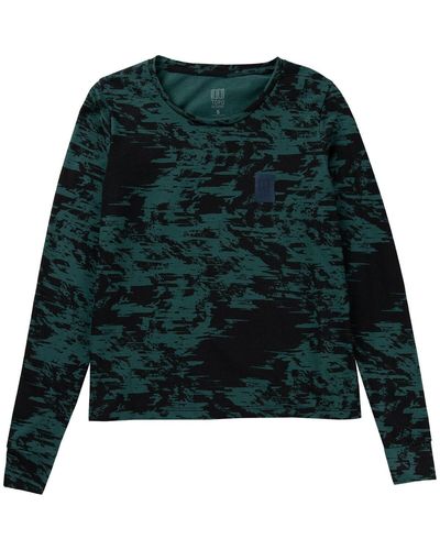 Topo Fracture Print Label Long-sleeve T-shirt - Green