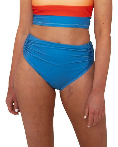 Nani Swimwear High Leg Ruched Bikini Bottom - Blue
