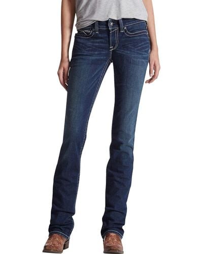 Ariat Real Midrise Stretch Icon Stackable Straight Jean - Blue