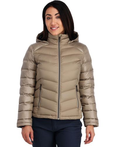 Spyder Timeless Hooded Down Jacket - Brown