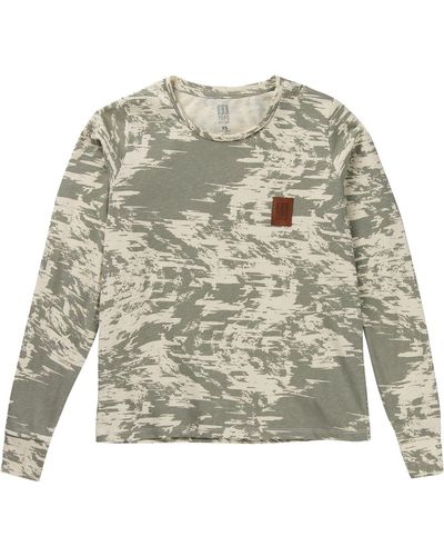 Topo Fracture Print Label Long-sleeve T-shirt - Gray