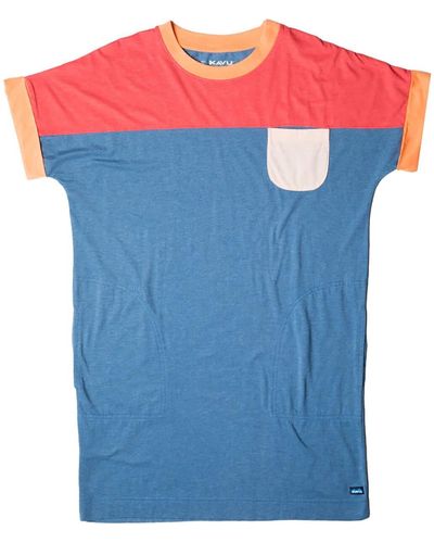 Kavu Cut Back T-Shirt Dress - Blue