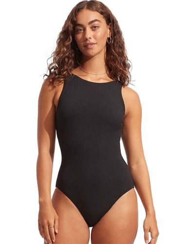 Seafolly Seadive High Neck Maillot One-Piece Swim Suit - Black