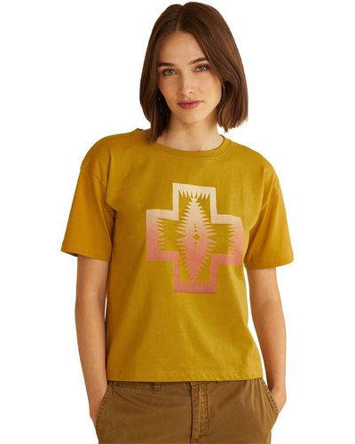 Pendleton Cropped Deschutes Graphic T-Shirt - Yellow