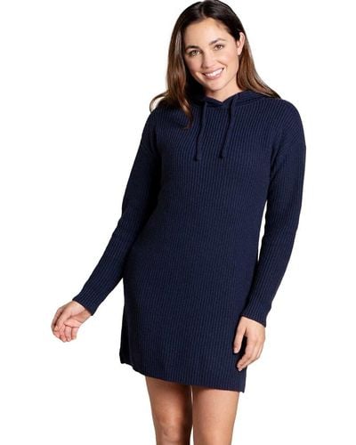 Toad&Co Whidbey Hooded Sweater Dress - Blue