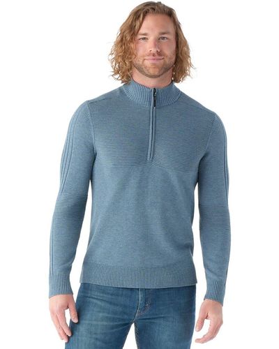 Smartwool Texture Half Zip Sweater - Blue