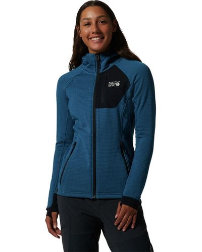 Mountain Hardwear Polartec Power Grid Full-Zip Hooded Jacket - Blue