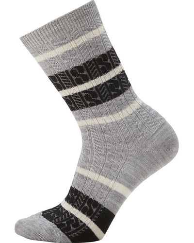 Smartwool Everyday Striped Cable Crew Sock - Gray