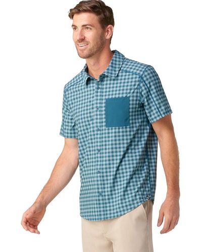 Smartwool Printed Short-Sleeve Button Down Shirt - Blue